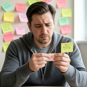 Gentle visual of a person overwhelmed by thoughts