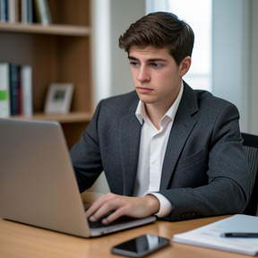 person distracted while trying to work on boring task